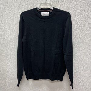 FIVE FOUR LA PASCAL Mens LARGE Sweater Black Exposed Seam LS NEW Cable Knit